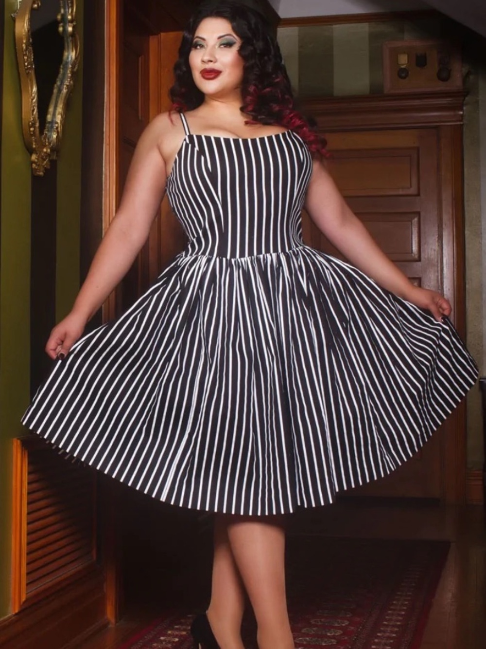 RARE OG!!! Pinup Couture Jenny Dress in Victorian Stripe
